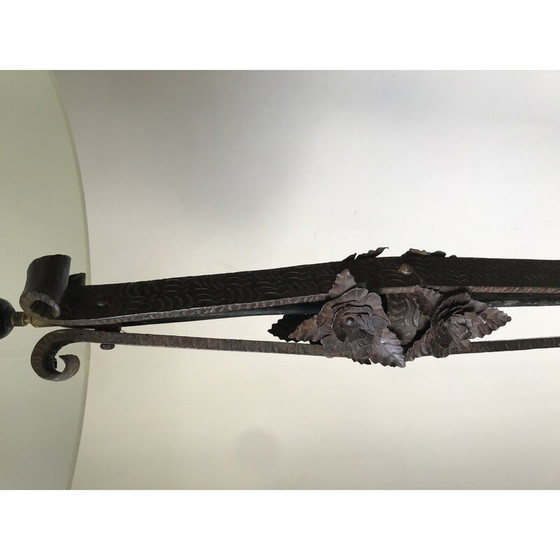 Image 1 of Lampada da terra vintage Art Déco in ferro battuto con decorazione floreale, 1930