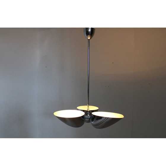 Image 1 of Lampadario vintage Bauhaus in acciaio cromato per Zukov, Cecoslovacchia 1930
