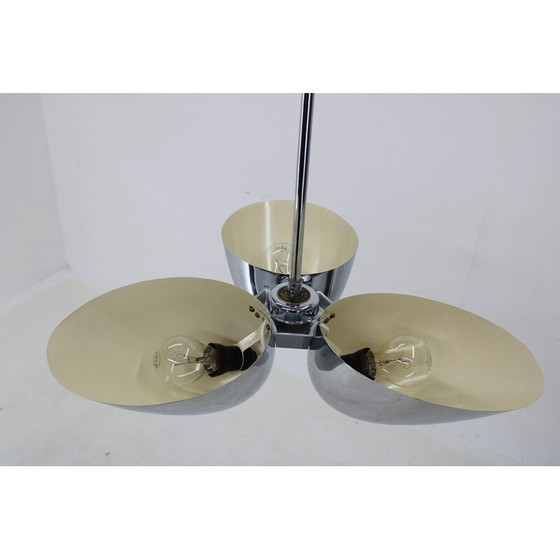 Image 1 of Lampadario vintage Bauhaus in acciaio cromato per Zukov, Cecoslovacchia 1930