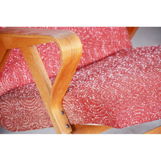 Image 1 of Pair of red mid century armchairs, 1950s