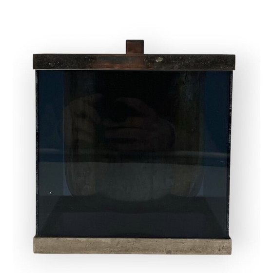 Image 1 of Secchiello per il ghiaccio vintage in plexiglass blu e ottone, Italia anni '70