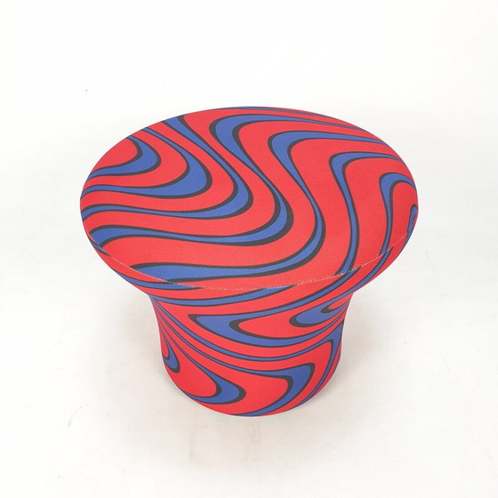 Image 1 of Vintage Champignon pouf in blue and red Momentum fabric by Pierre Paulin for Artifort, 1960