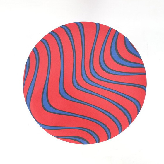 Image 1 of Vintage Champignon pouf in blue and red Momentum fabric by Pierre Paulin for Artifort, 1960