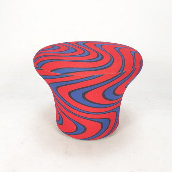 Image 1 of Vintage Champignon pouf in blue and red Momentum fabric by Pierre Paulin for Artifort, 1960