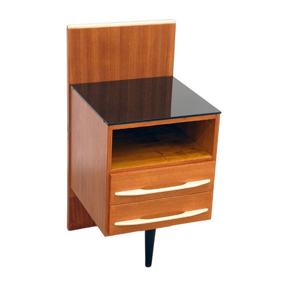 Image 1 of Vintage mahogany and beech bedside table by Mojmír Požár, Czechoslovakia 1960