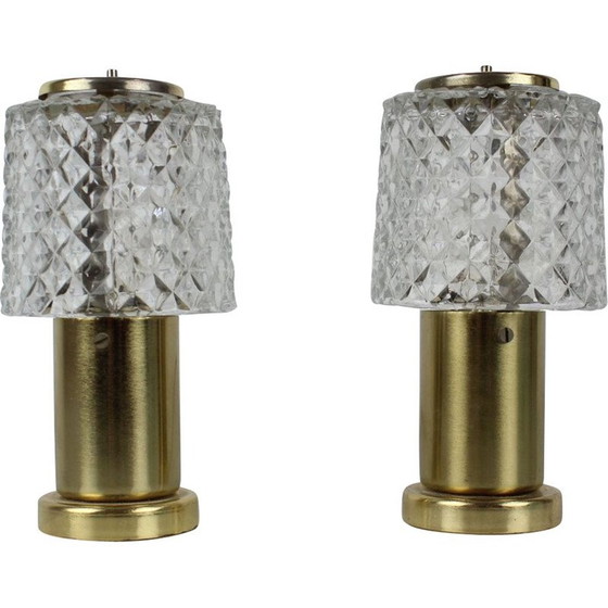 Image 1 of Pair of vintage gold table lamps by Kamenický Šenov for Preciosa, Czechoslovakia 1970