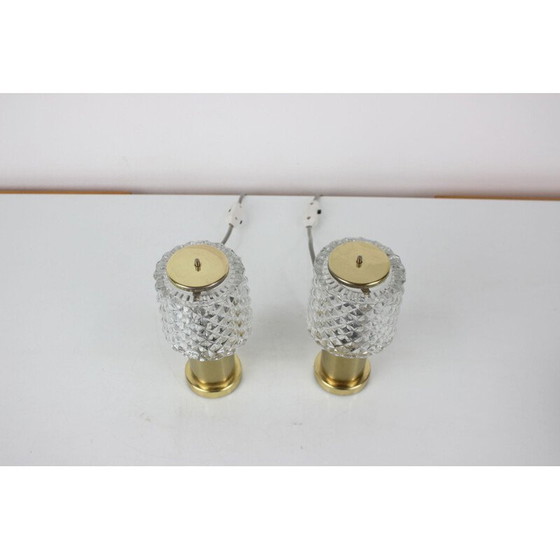 Image 1 of Pair of vintage gold table lamps by Kamenický Šenov for Preciosa, Czechoslovakia 1970