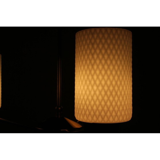 Image 1 of Vintage adjustable brass and glass chandelier by Kamenický Šenov, Czechoslovakia 1960