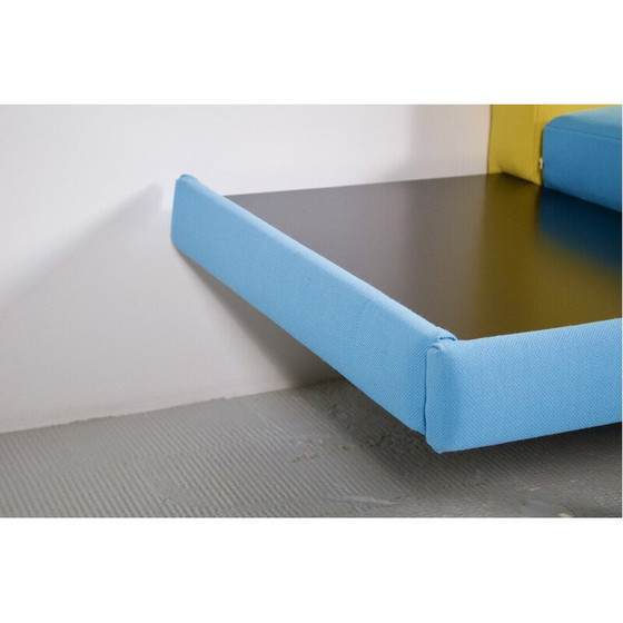Image 1 of Vintage bench seat in black lacquered steel and wood, France 1950