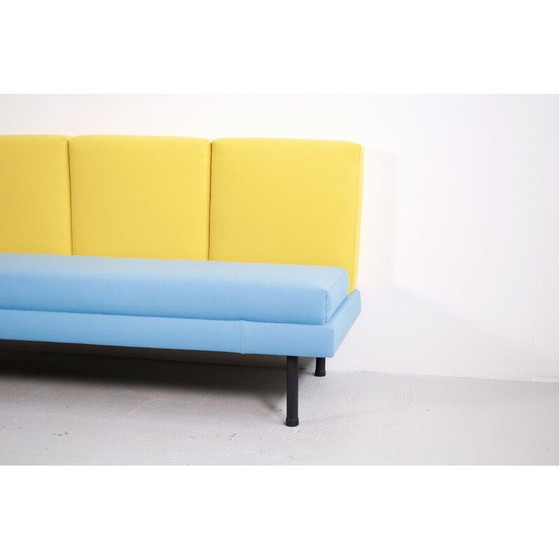 Image 1 of Vintage bench seat in black lacquered steel and wood, France 1950