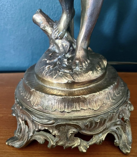 Image 1 of Bronze Gilt Table Lamp By Auguste Moreau "Le Joueur De Lyre", circa 1890