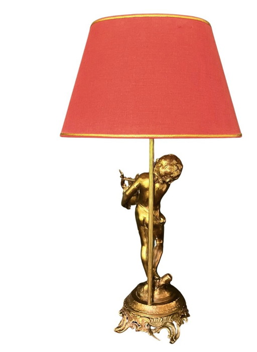 Bronze Gilt Table Lamp By Auguste Moreau "Le Joueur De Lyre", circa 1890