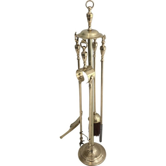 Image 1 of Set da fuoco neoclassico in ottone d'epoca, 1970