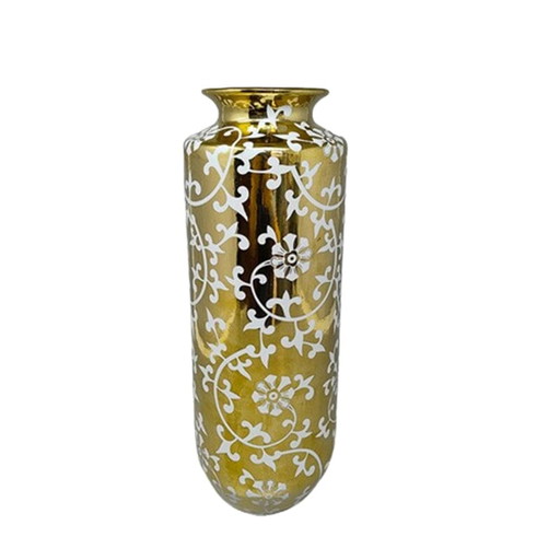 1960s Astonishing Gold Vase in Sesto Fiorentino Ceramic. Made In Italy