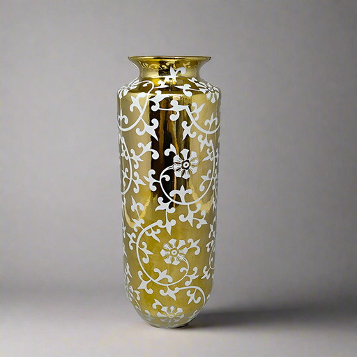 1960s Astonishing Gold Vase in Sesto Fiorentino Ceramic. Made In Italy