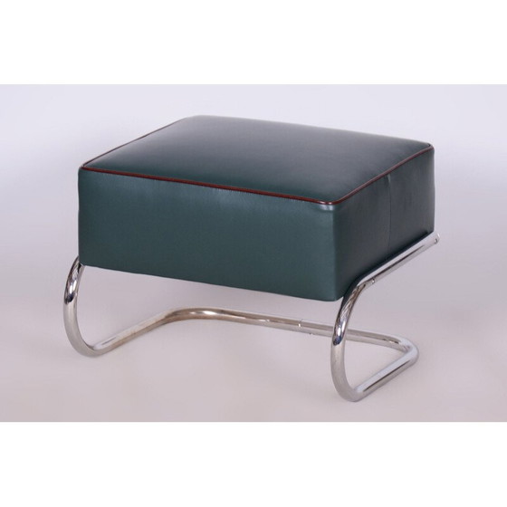 Image 1 of Vintage Bauhaus stool in chrome and leather by Robert Slezák, Czech 1930s