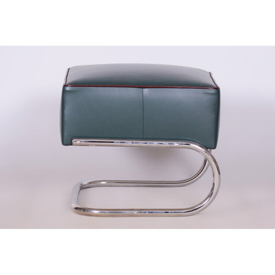 Image 1 of Vintage Bauhaus stool in chrome and leather by Robert Slezák, Czech 1930s