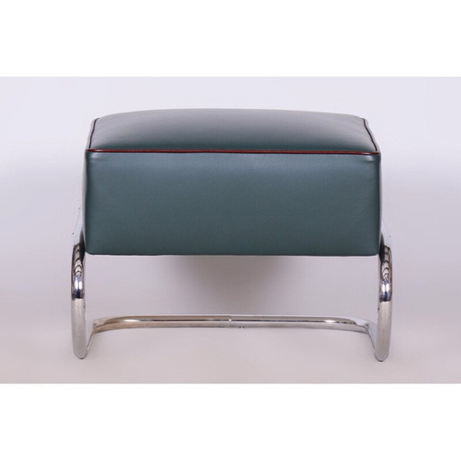 Vintage Bauhaus stool in chrome and leather by Robert Slezák, Czech 1930s