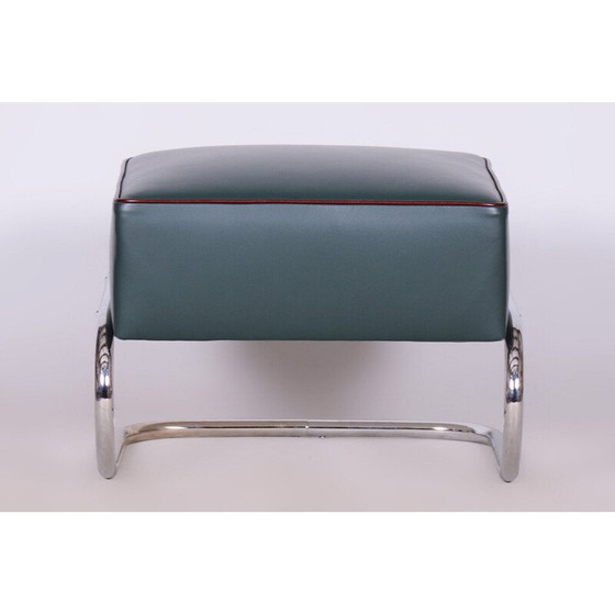 Image 1 of Vintage Bauhaus stool in chrome and leather by Robert Slezák, Czech 1930s