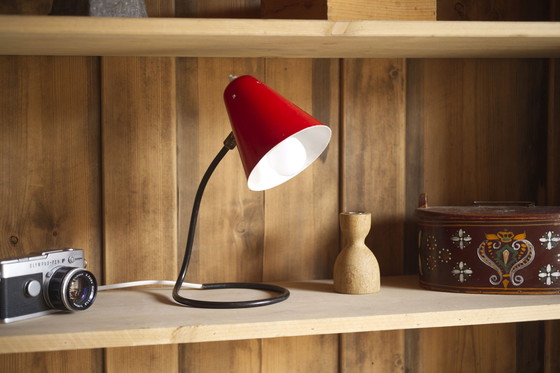 Image 1 of Small red table lamp, 1950's