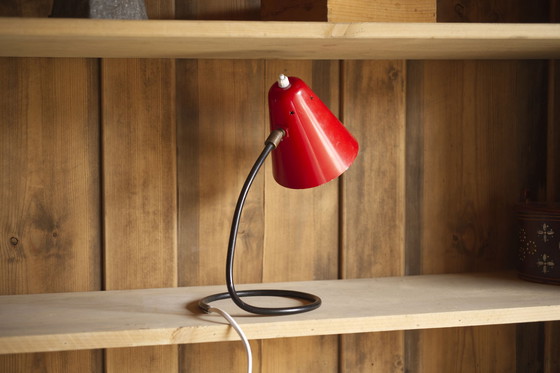 Image 1 of Small red table lamp, 1950's