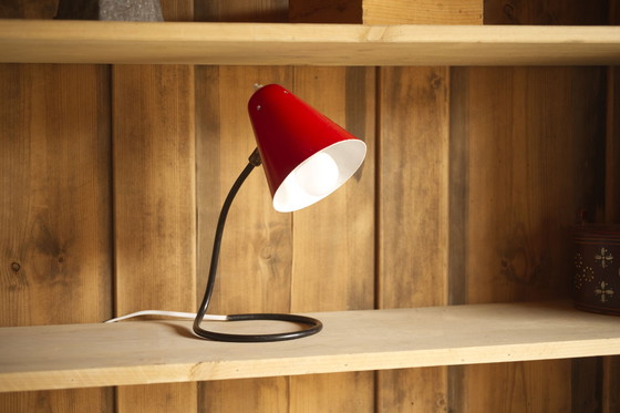 Image 1 of Small red table lamp, 1950's