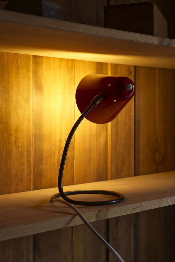 Image 1 of Small red table lamp, 1950's