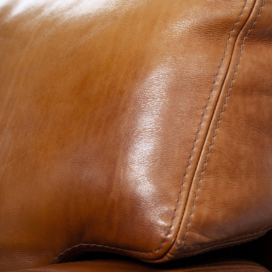 Image 1 of Baxter Arcon Lounge Chairs, Italian Cognac Buffalo Leather Armchairs