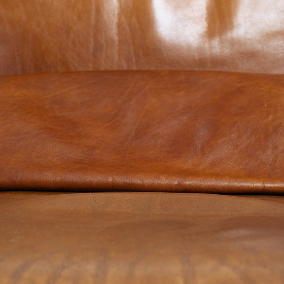 Image 1 of Baxter Arcon Lounge Chairs, Italian Cognac Buffalo Leather Armchairs