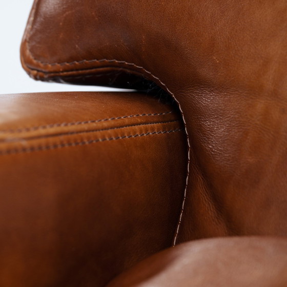 Image 1 of Baxter Arcon Lounge Chairs, Italian Cognac Buffalo Leather Armchairs