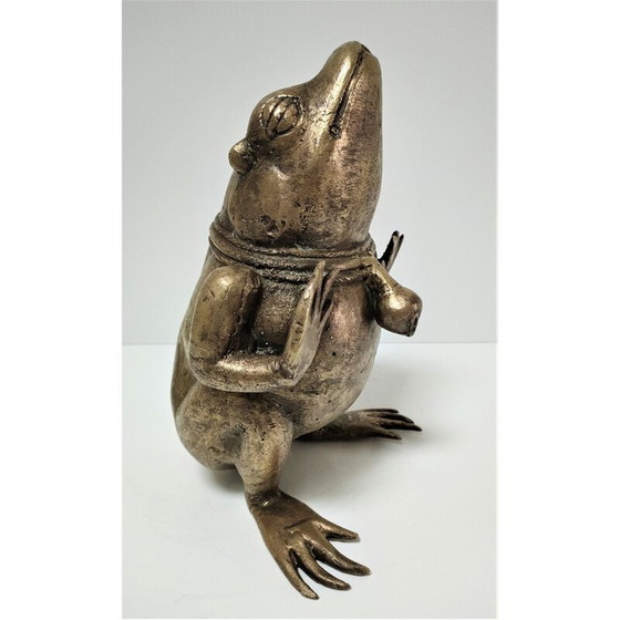 Image 1 of Sculptural vintage frog in patinated brass, 1960