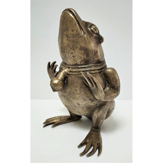 Image 1 of Sculptural vintage frog in patinated brass, 1960