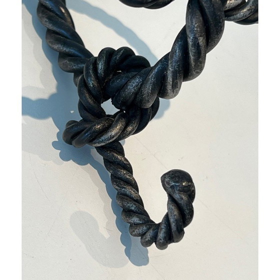 Image 1 of Vintage wrought iron twisted coat rack, 1940