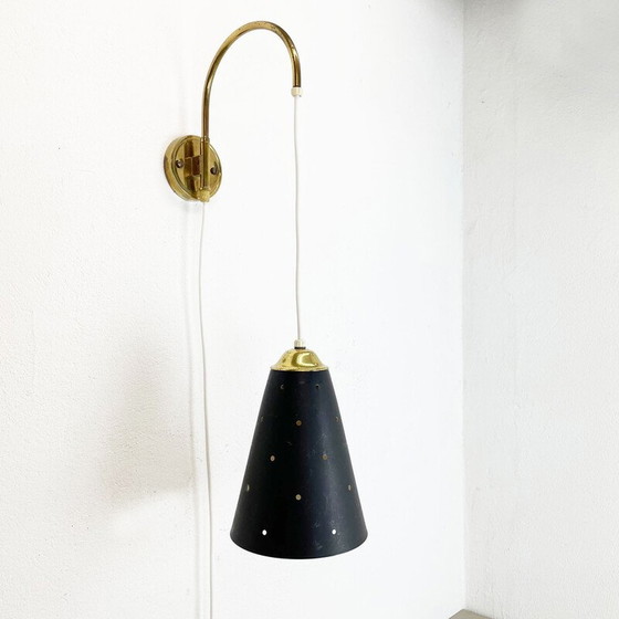 Image 1 of Vintage minimalist adjustable brass wall lamp, Italy 1960s