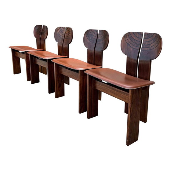 Image 1 of Dining set vintage 4 "Africa" chairs and  "Artona" table by Afra and Tobia Scarpa for Maxalto, 1975s