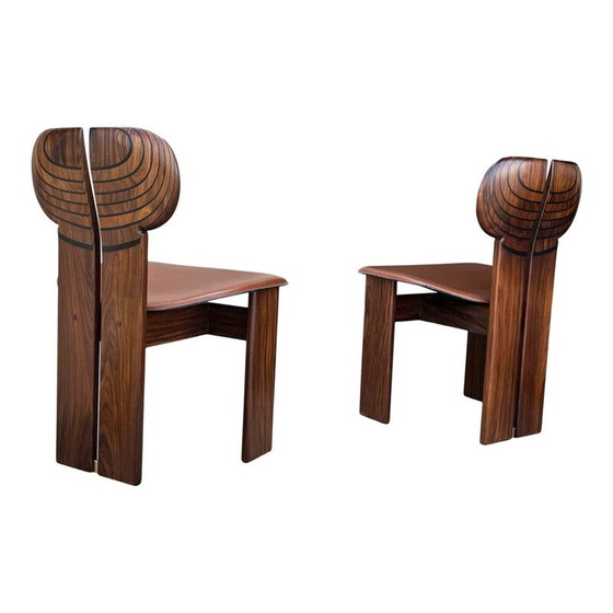 Image 1 of Dining set vintage 4 "Africa" chairs and  "Artona" table by Afra and Tobia Scarpa for Maxalto, 1975s