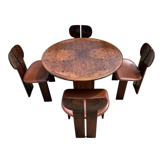 Image 1 of Dining set vintage 4 "Africa" chairs and  "Artona" table by Afra and Tobia Scarpa for Maxalto, 1975s