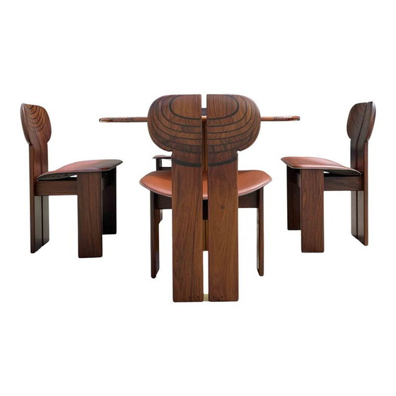 Image 1 of Dining set vintage 4 "Africa" chairs and  "Artona" table by Afra and Tobia Scarpa for Maxalto, 1975s