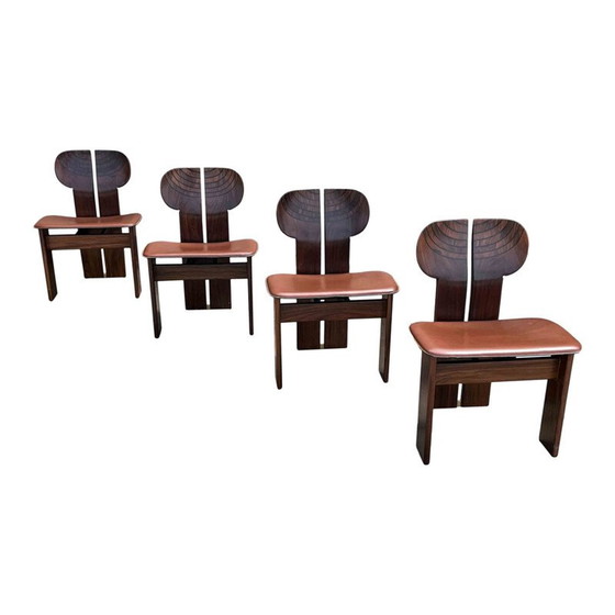 Image 1 of Dining set vintage 4 "Africa" chairs and  "Artona" table by Afra and Tobia Scarpa for Maxalto, 1975s