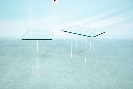 Image 1 of Minimalist side table glass&acrylic, memphis style