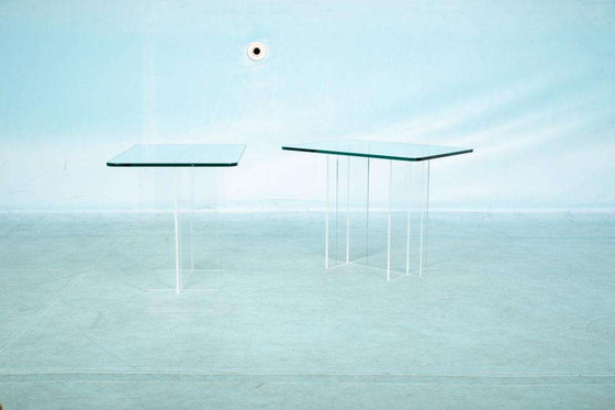 Image 1 of Minimalist side table glass&acrylic, memphis style