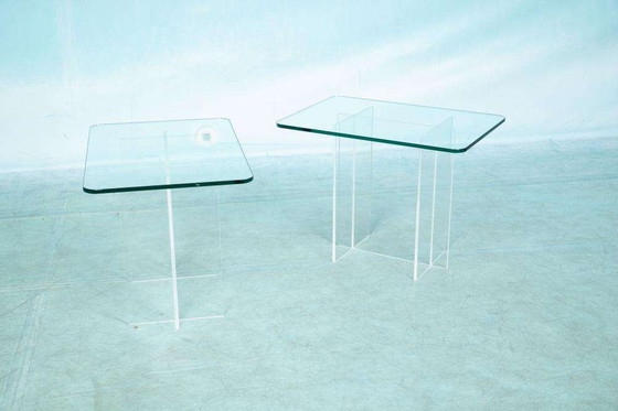 Image 1 of Minimalist side table glass&acrylic, memphis style