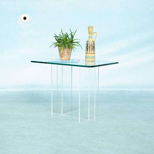 Table d'appoint minimaliste en verre et acrylique, style Memphis