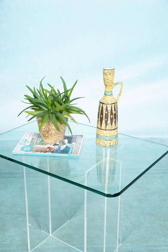 Image 1 of Minimalist side table glass&acrylic, memphis style