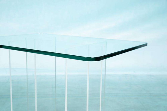 Image 1 of Minimalist side table glass&acrylic, memphis style