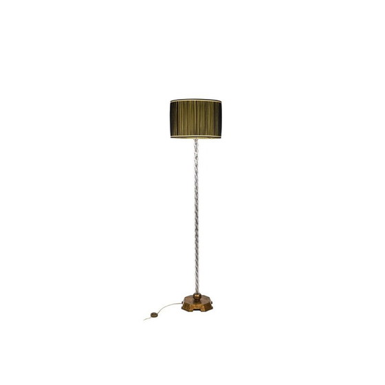 Image 1 of Vintage floor lamp in glass and gilded metal by Maison Baguès, France 1950