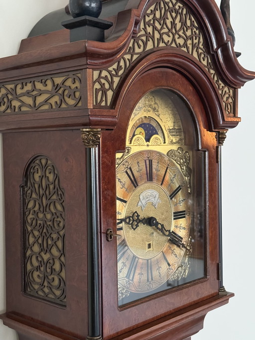 Beautiful Classic Large Standing Warmink Clock With Westminster Stroke With Double Cap.