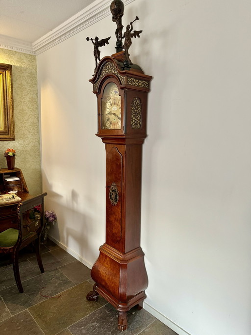 Beautiful Classic Large Standing Warmink Clock With Westminster Stroke With Double Cap.