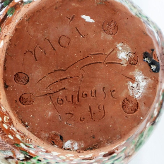 Image 1 of Vintage "graffiti Jazz" ceramic vase by Basile, 1990