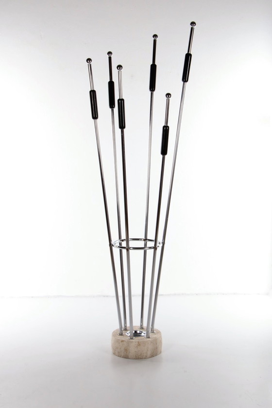 Image 1 of Italian Architectural Travertine chrome Coat Rack, 60s